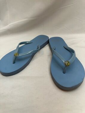 Tory Burch Light Blue Logo Flip Flop Sandals 9